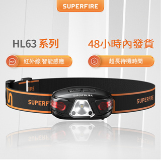 SUPERFIRE 神火 HL63 強光LED頭燈夜釣遠射USB充電 感應式戶外鑛燈頭戴應急手電筒