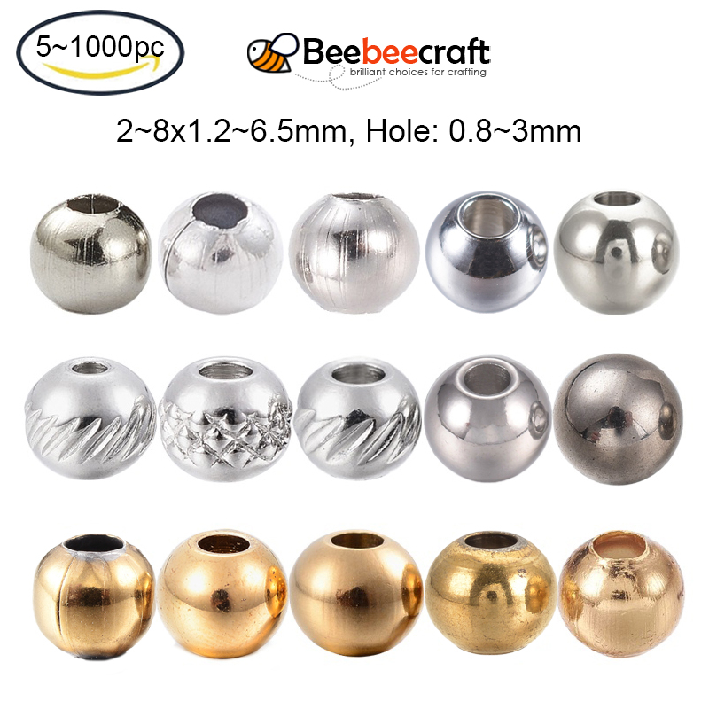 5-1000 件 304 不銹鋼珠子圓形金色 2~12x1.2~9mm 孔:0.8~5mm 用於 DIY 珠寶製作