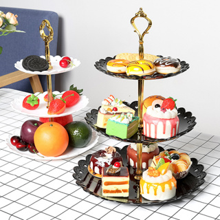 3 層蛋糕托盤節日派對蛋糕架水果盤甜點糖果桌托盤