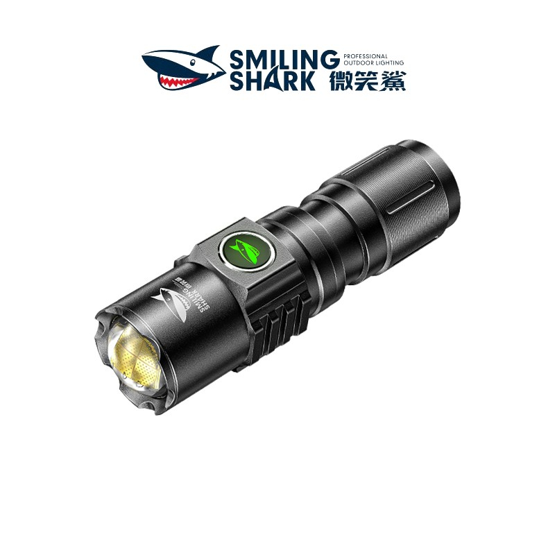 微笑鯊正品 SD0522 迷你手電筒Led P100 7000流明 強光便攜式小手電筒16340 USB充電變焦戶外應急