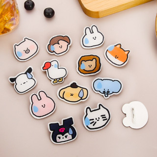 emoji流汗表情亞克力胸針可愛卡通小動物徽章配飾