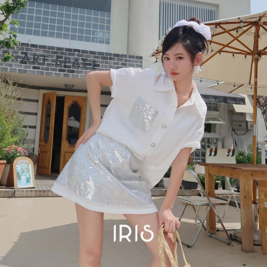 IRIS BOUTIQUE 泰國製造 小眾設計品牌 夏新款品  銀河系少女白色套裝