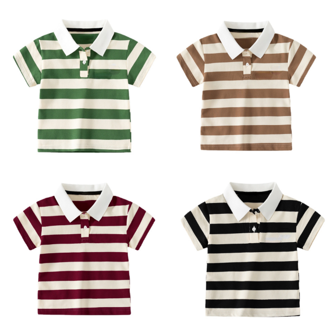 Soffny Kids Polo 衫男童棉 T 恤兒童服裝夏季休閒短袖嬰兒襯衫 Polo kemeja budak le