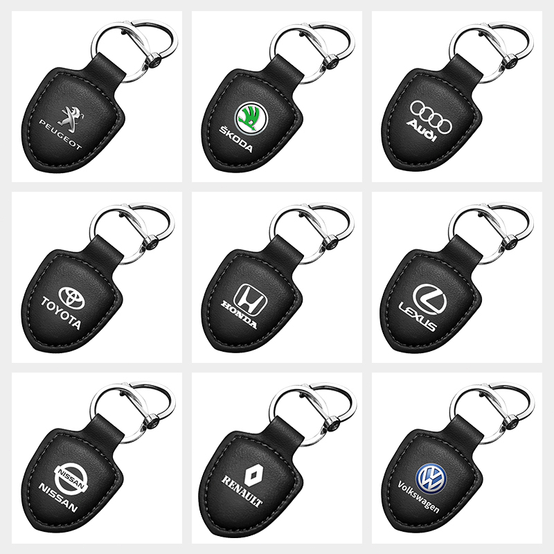 PEUGEOT NISSAN 1 件高端皮革汽車鑰匙扣汽車標誌鑰匙圈簡單造型汽車鑰匙挂件適用於奧迪日產福特標致
