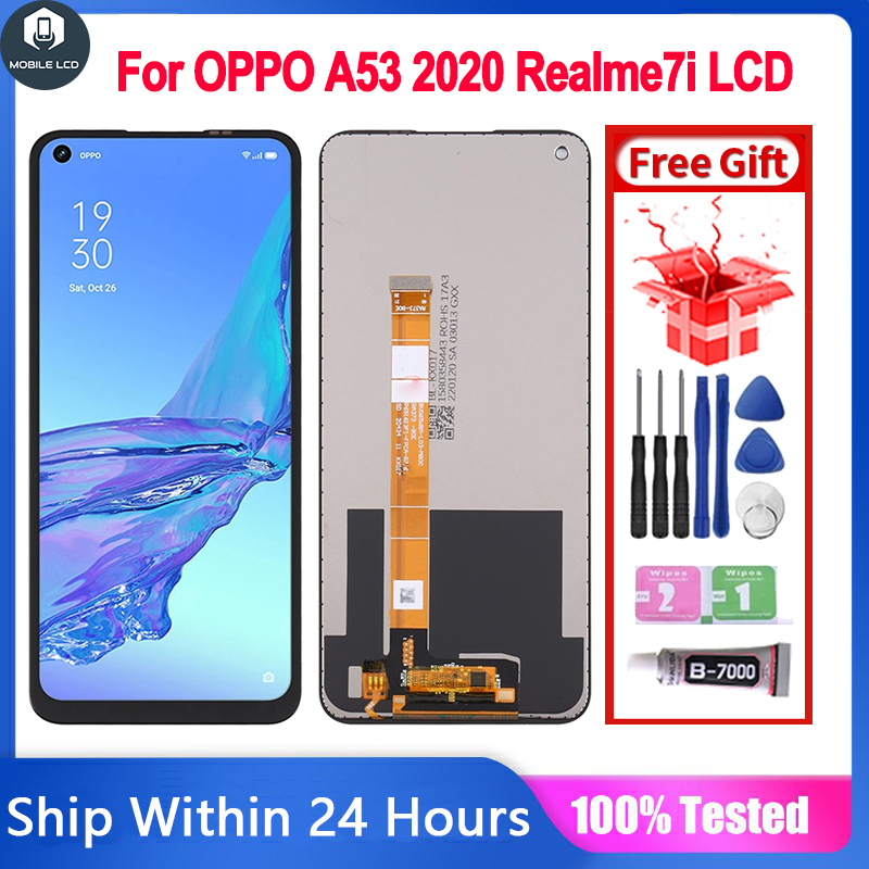 原裝 LCD 兼容 OPPO A32/A53 2020/Realme7i LCD 屏幕顯示觸摸屏數字化儀組件更換零件