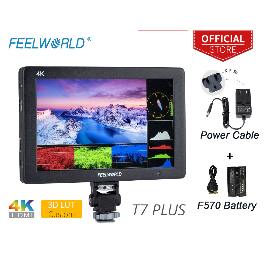 Feelworld T7 Plusv2 7 英寸攝像機監視器 4K HDMI IPS 1920x1200 屏幕,帶高清視