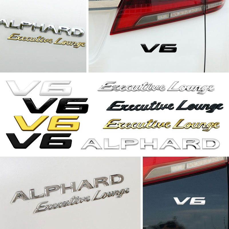 三維 ABS 塑料 V6 標誌汽車擋泥板側貼花後行李箱徽章貼紙適用於豐田 Alphard 行政休息室字母標誌裝飾