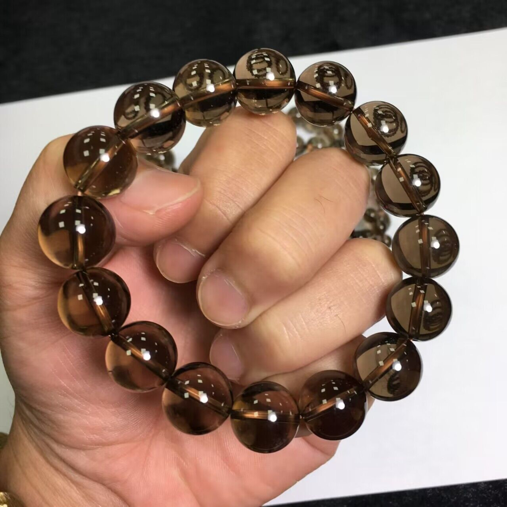 10送1 茶晶手鍊女男款 大規格水晶手串飾品禮物