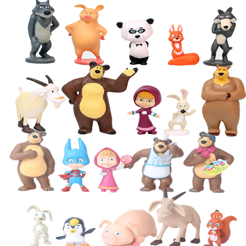 10 件裝瑪莎熊 Misha 動漫人物畫家雪少女收藏娃娃公仔兒童玩具禮物