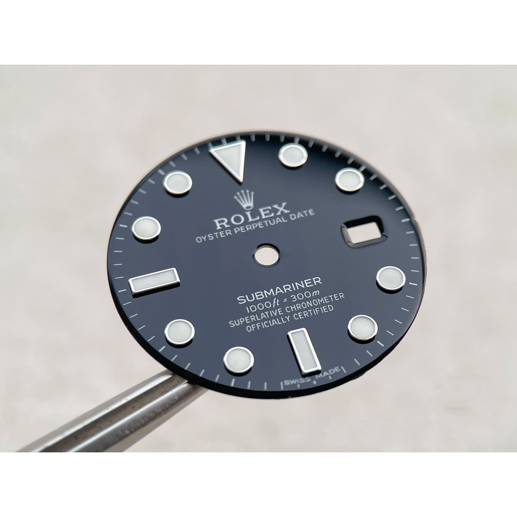 28 毫米指針超藍綠色夜光手錶錶盤適用於原裝 3135 機芯和克隆 3135 機芯。