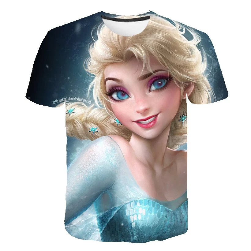 短袖兒童冰雪奇緣 2 T 恤女孩兒童 T 恤夏季休閒 T 恤上衣 1-14 歲兒童 Elsa T 恤衣服