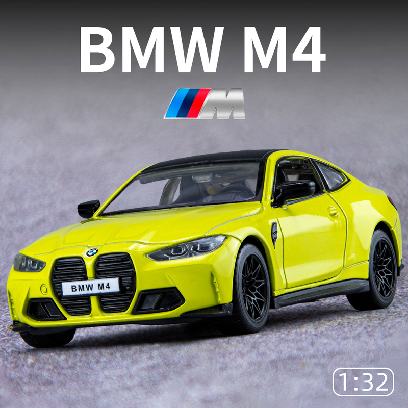 壓鑄汽車 1:34 BMW M4 G82 Mpower 模型合金汽車壓鑄玩具車帶燈光和聲音