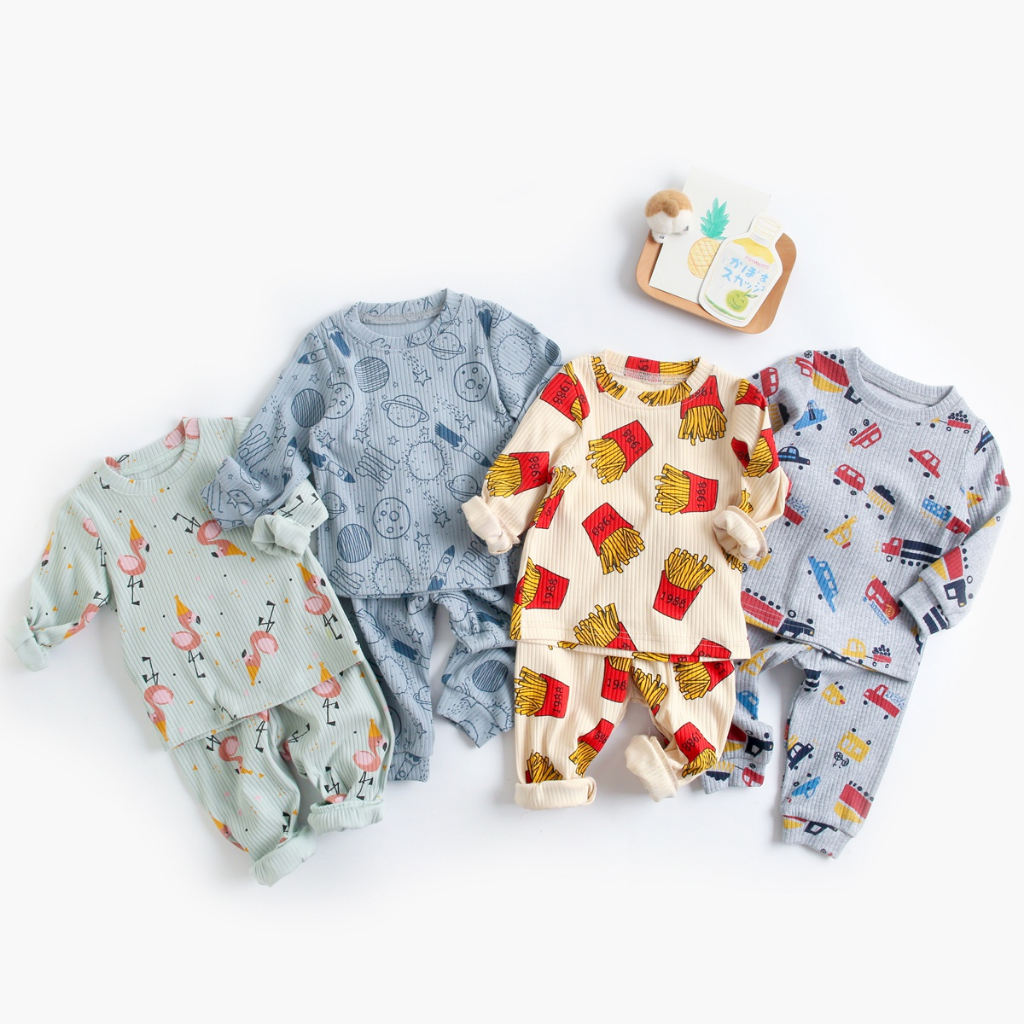 Sanlutoz 卡通嬰兒套裝 2 件 嬰兒長袖上衣 + 嬰兒褲棉質