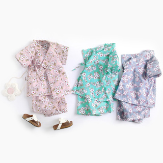 Sanlutoz 可愛櫻花印花短袖寶寶浴衣套裝兩件套 純棉舒適透氣