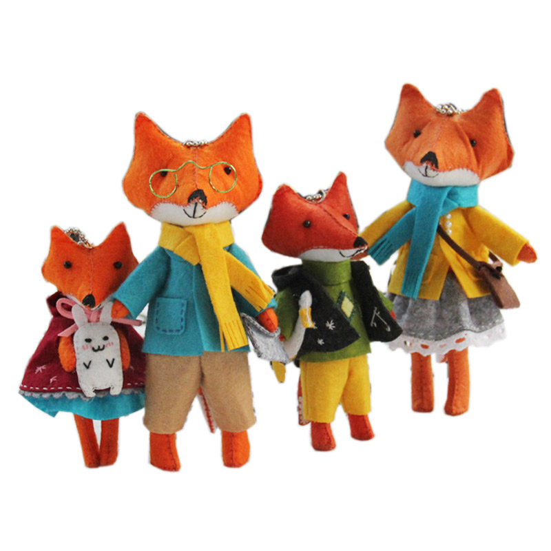 狐狸玩偶布藝材料包 狐狸全家福玩偶 公仔娃娃 織布兒童手工diy製作布藝材料包