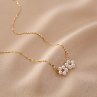 天然淡水珍珠項鍊手工編織珍珠花朵項鍊