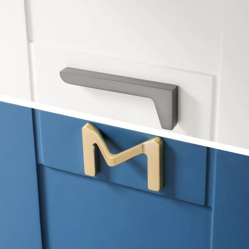 現代字母形狀家具拉手抽屜把手鋅合金隱形把手用於廚櫃門衣櫃拉手把手