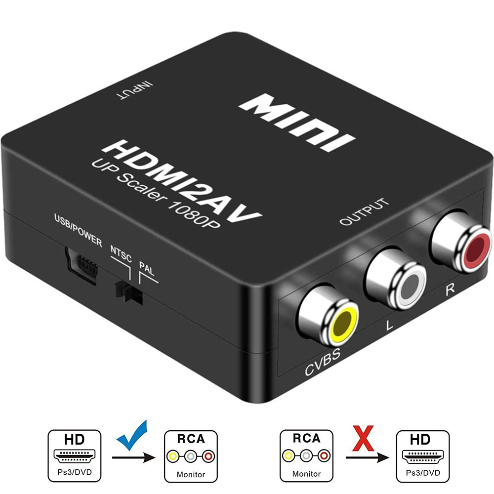 1080p HDMI 轉 AV Scaler 適配器視頻複合轉換器 HDMI 至 RCA CVSB L / R 視頻 M