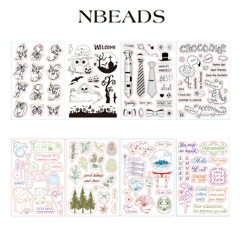 Nbeads 數字蝴蝶透明郵票透明矽膠郵票用於卡片製作裝飾和 DIY 剪貼簿