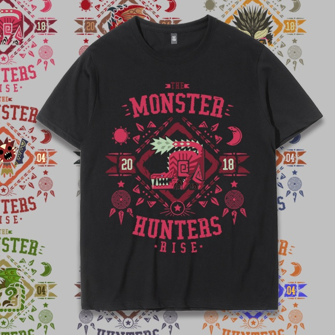 Acx Monster Hunter Rise聯名T恤switch遊戲周邊衣服二次元印花ins潮牌純棉短袖男