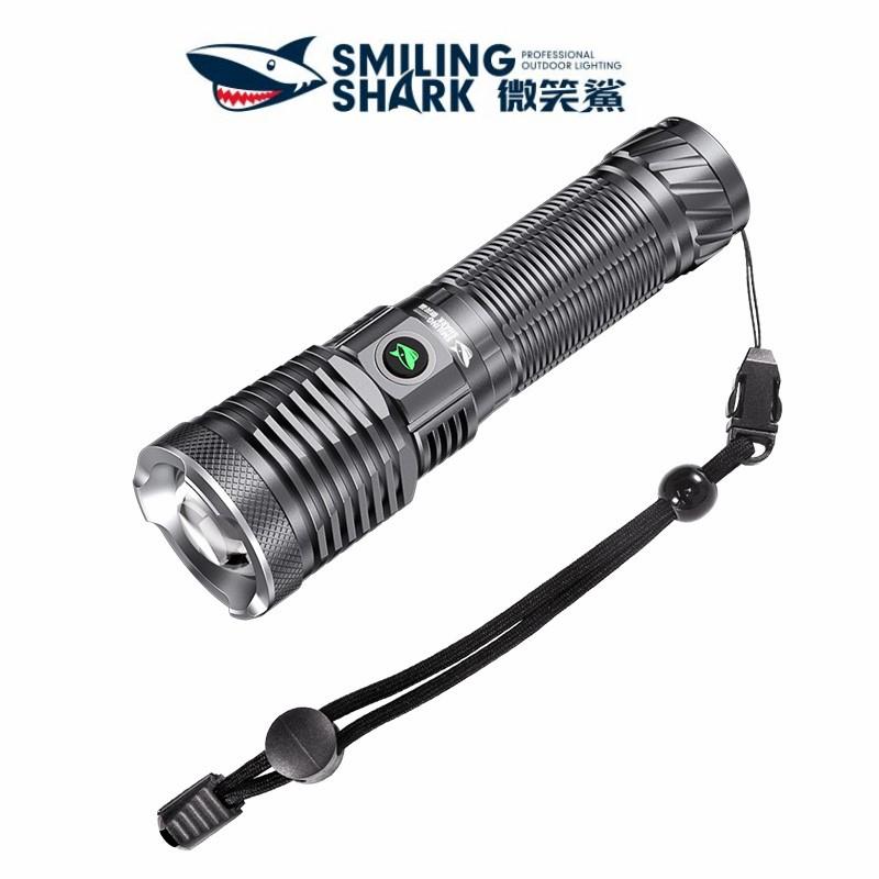 微笑鯊正品 SD5215 強光手電筒 LED M77 7000流明 千米遠射 USB充電防水變焦家用應急戶外登山釣魚露營