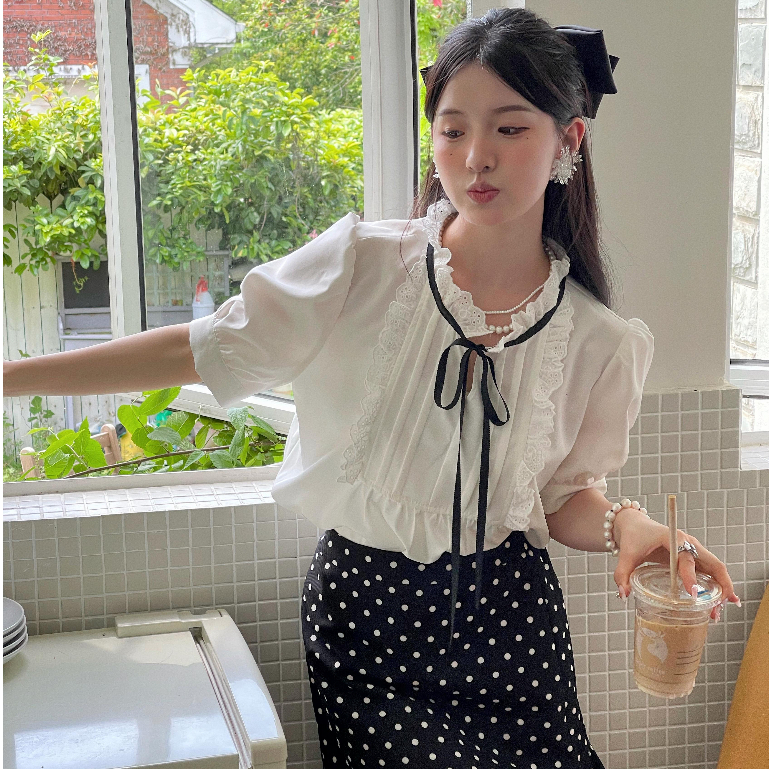 IRIS BOUTIQUE 泰國製造 小眾設計品牌 夏季新款 白色戀人襯衫女
