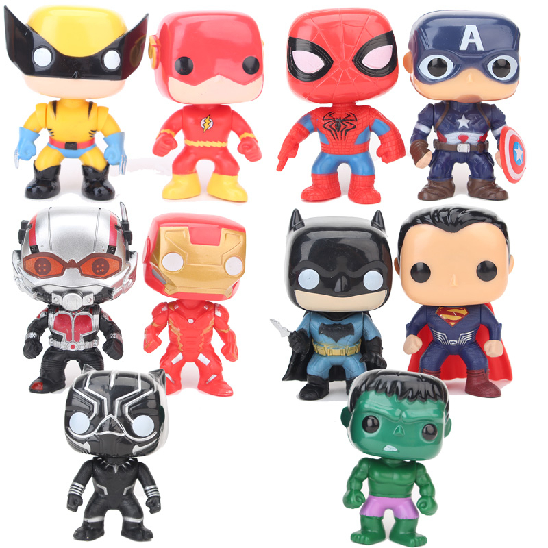 10 件裝蝙蝠俠金剛狼 Funko POP 復仇者聯盟黑豹蜘蛛俠綠巨人超人鋼鐵俠可動人偶蟻人超級英雄公仔兒童玩具