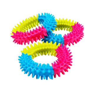 【PetBaby寵物精靈】迪玩具球 三色環刺狗玩具 寵物玩具 狗磨牙玩具 橡膠玩具