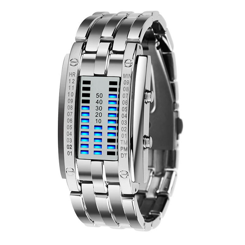 【電子發票＋免運費】時刻美 SKMEI 0926 二進制鎢鋼表 時尚創意運動男士不鏽鋼錶帶LED顯示手錶 情侶表 情侶