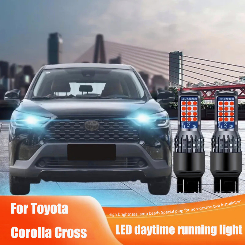 2 件裝corolla cross日間行車燈適用於豐田卡羅拉 Cross LED 側標誌燈超亮 T20 7443 燈泡