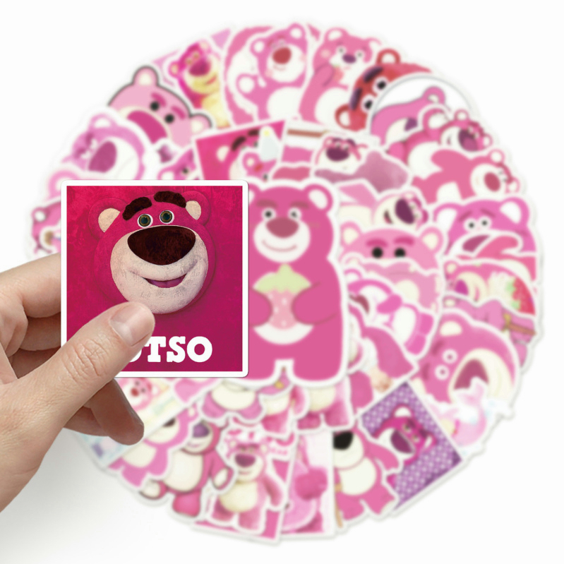 10/50可愛貼紙 粉色卡通小熊行李箱可愛貼紙 創意防水筆電裝飾貼紙