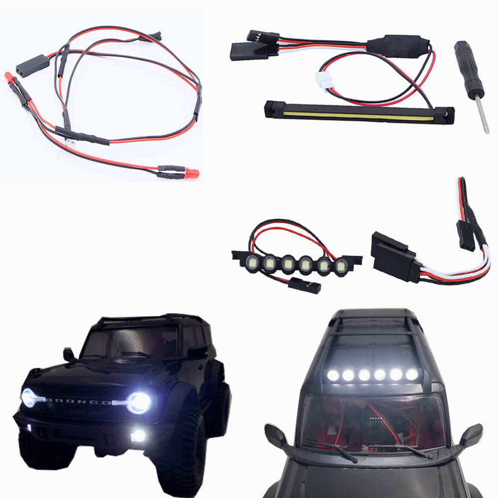 Trx4-m LED 燈系統前燈車頂燈適用於 TRX4M Defender Bronco 1/18 RC 履帶式汽車升級
