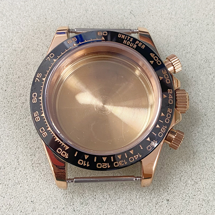 39 毫米玫瑰金錶殼錶針不銹鋼錶殼藍寶石玻璃手錶配件適用於 VK63 石英機芯