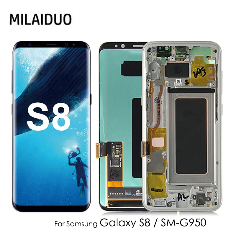 Amoled / Incell LCD 適用於三星 Galaxy S8 G950F 螢幕總成帶框 液晶顯示螢幕 觸摸屏