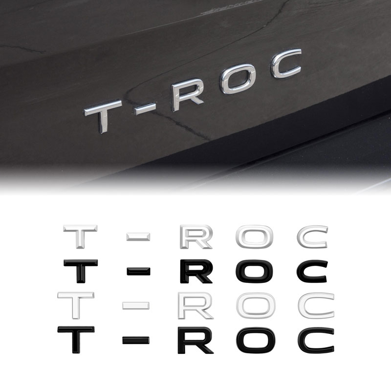 VOLKSWAGEN 大眾 TROC T-ROC 標誌汽車配件的汽車裝飾三維 ABS 鍍鉻汽車後備箱標誌徽章貼紙