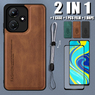 豪華軟皮套 2 合 1 適用於 Infinix Hot 30 X6831 帶陶瓷膜和可調節掛繩