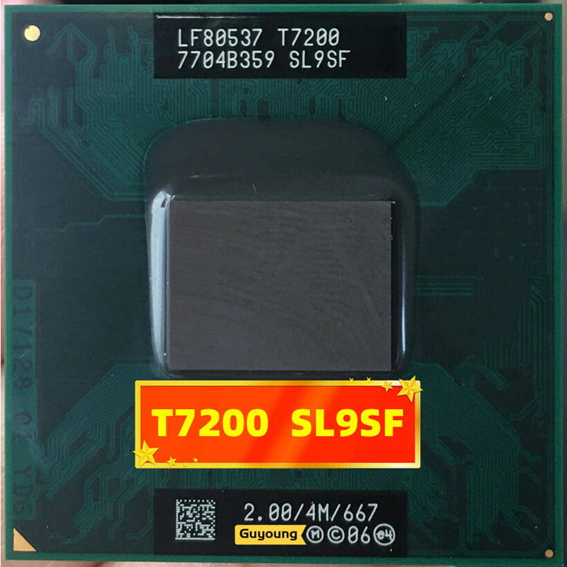 Yzx Core 2 Duo T7200 SL9SF 2.0 GHz 雙核 CPU 筆記本電腦處理器 4M PGA478