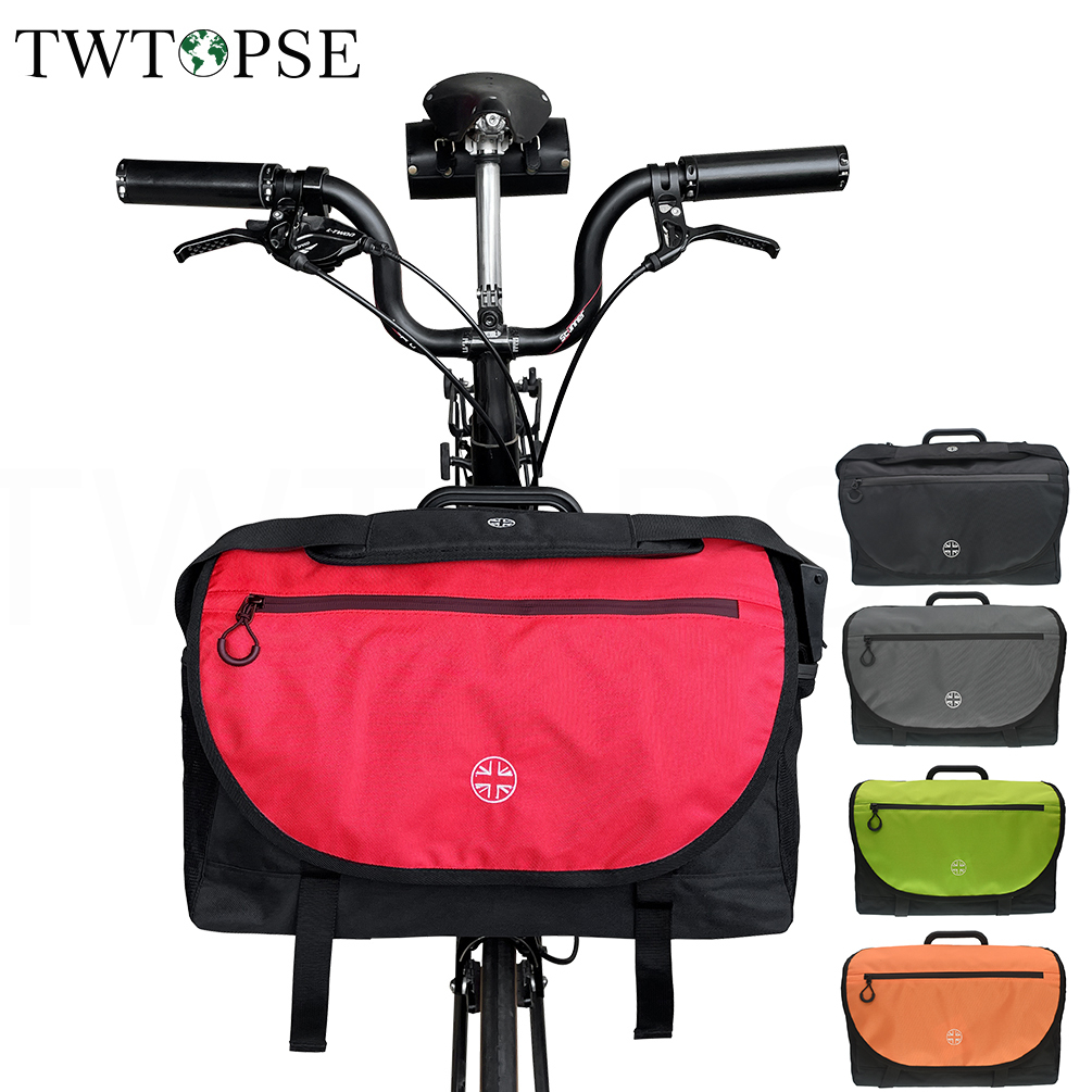 Twtopse 自行車經典斜挎包適用於 Brompton 折疊自行車 15L 適合 14 英寸筆記本電腦帶雨罩