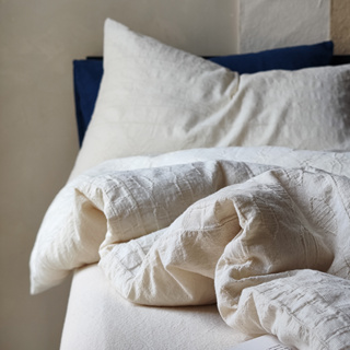 日式復古侘寂風全棉水洗提花床上四件組 自然棉麻質感柔軟親膚被套床單枕套床包組 標準雙人 加大雙人 特大雙人 寢具