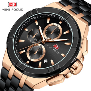 男士不銹鋼手錶 MINI FOCUS 頂級品牌石英腕錶大錶盤休閒時尚夜光指針計時碼表