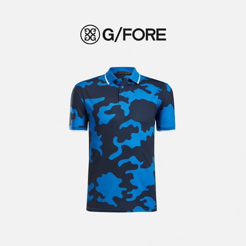 Gfore 夏季新款男士短袖運動迷彩圖案 polo 衫 G4 gfore