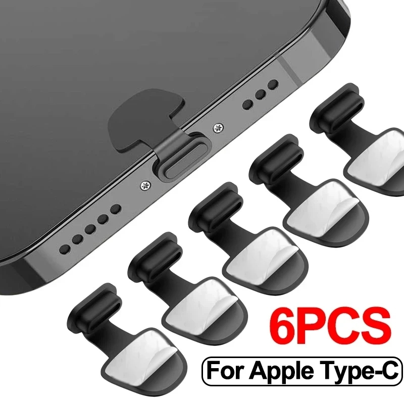2/4/6pcs 矽膠防塵塞蓋充電端口防塵防塵塞適用於智能手機 USB Type-C 端口保護器連體手機防塵塞