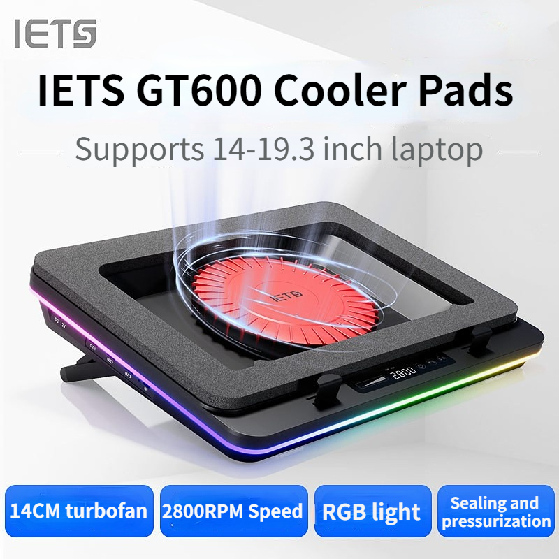 Iets GT600 強大的 Turbo-Fan RGB 筆記本電腦散熱墊遊戲筆記本電腦散熱適用於 14-19.3 英寸