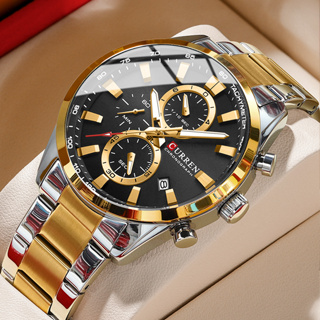 全新原裝 CURREN 品牌男士手錶不銹鋼頂級奢華時尚多功能計時碼表休閒商務運動石英防水 8445 X