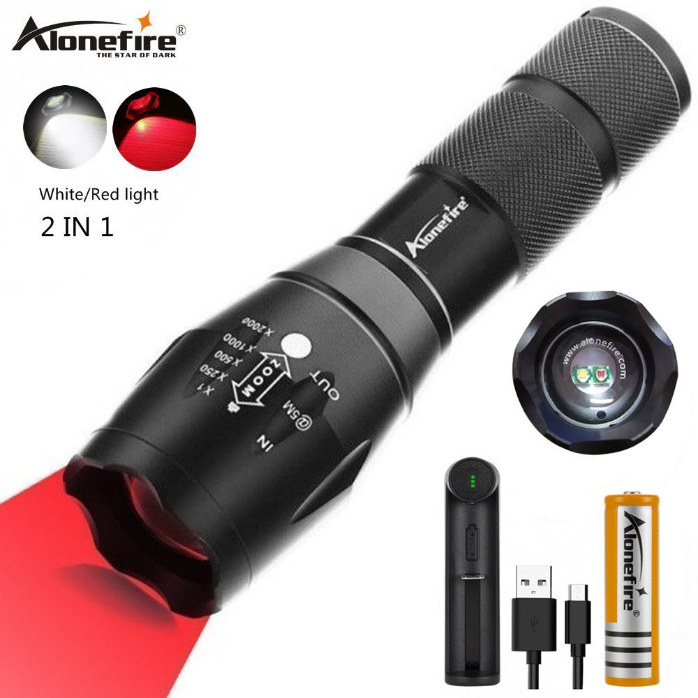 AloneFire  E17-WR  白+紅雙燈變焦強光手電筒雙光源人像攝影補光拍照家用戶外手電筒