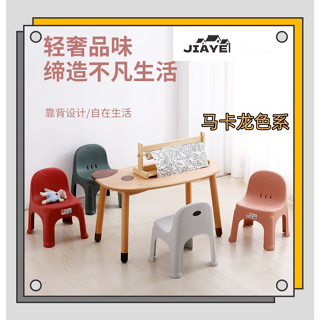 JiaYe--現貨速發 啞光兒童家用防滑凳子 塑膠加厚椅子 成人靠背客廳換鞋茶几簡約矮凳
