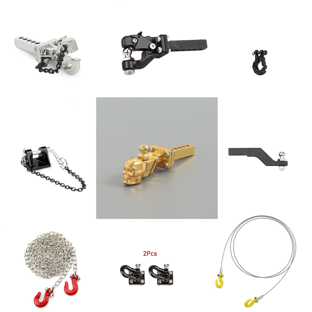 金屬拖鉤吊鉤接收器拖鉤鏈裝飾適用於 1/10 RC 履帶式 TRX4 TRX6 SCX10 90046 D90 ZP10