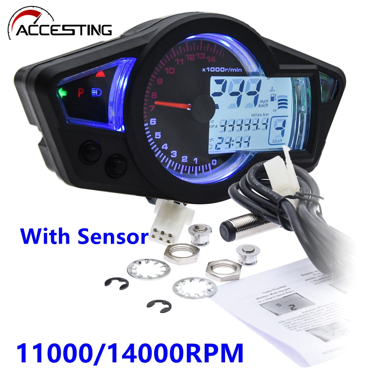 摩托車 LCD 數字車速表轉速表儀表 10"-21" 500ohmic 14000/11000RPM