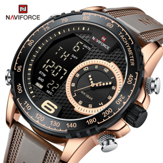 Naviforce 9199T 復古男士數字石英手錶男士矽軍事運動手錶