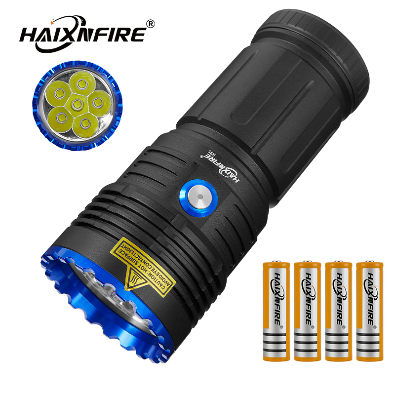 Haixnfire H35戶外野營燈6PCS*LED燈8000流明泛光燈USB充電手電筒戶外照明手電筒探險燈巡邏燈